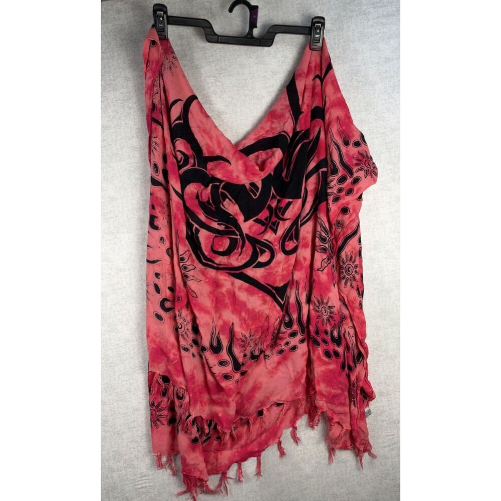 Pink Scarf Wrap Shawl Lightweight Boho Fringe Rectangular Rayon Wear Art Festive
